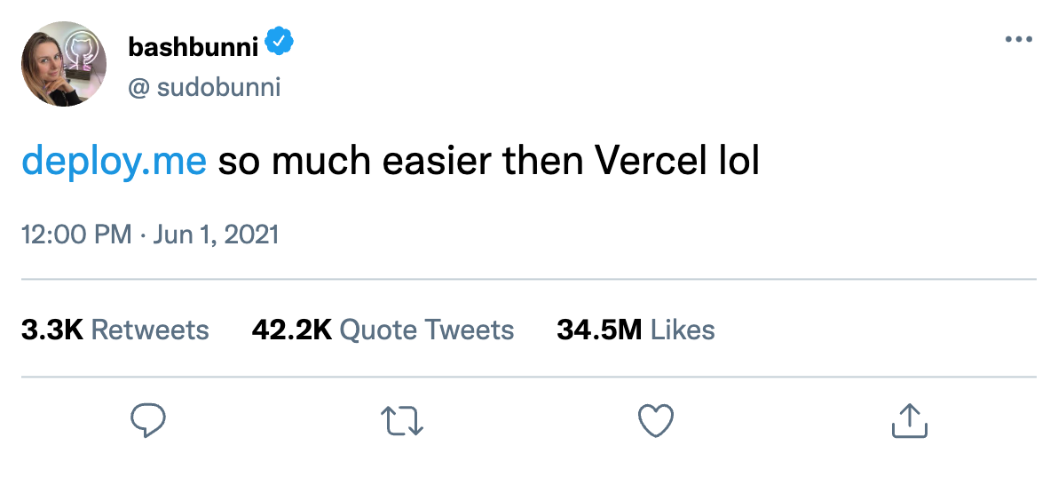 Tweet about deployment