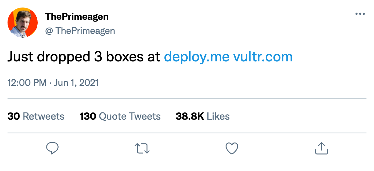 Tweet about deployment