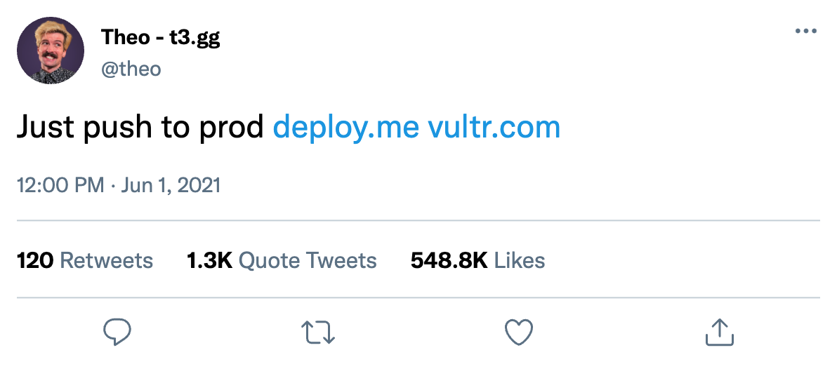 Tweet about deployment